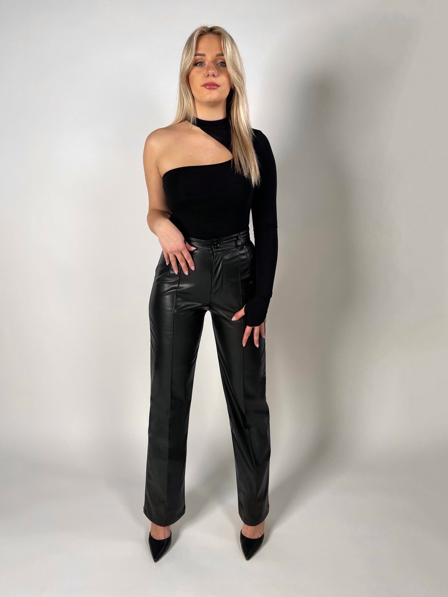 Straight Leg Leather Pants